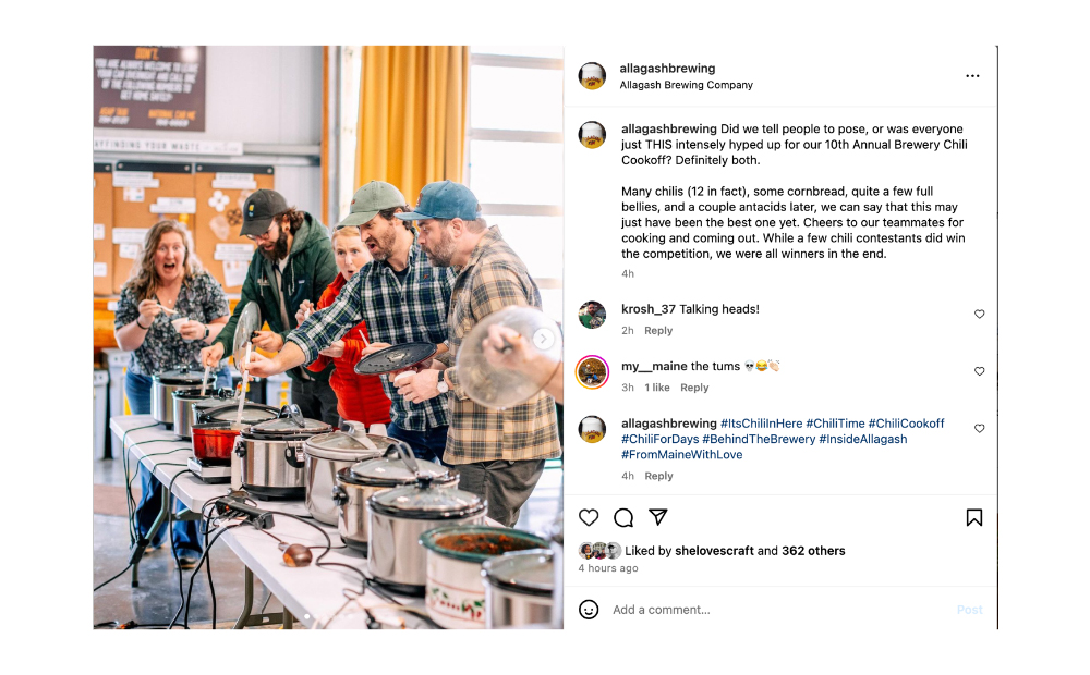 screenshot of allagash chili cookoff social media post