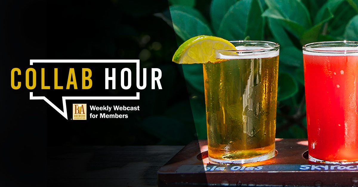 Colorful beer flight with Collab Hour logo