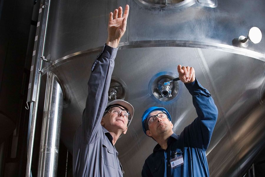 construction workers in brewery x