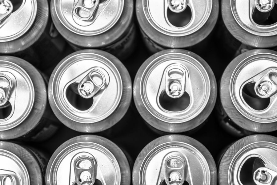 overhead view of empty cans