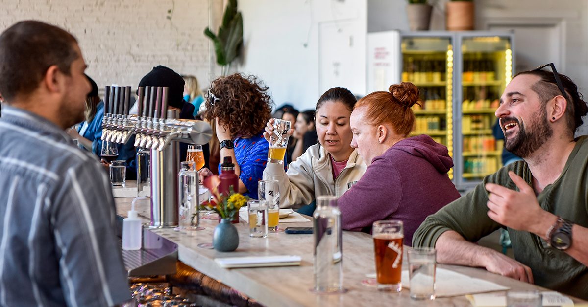 patrons at taproom bar