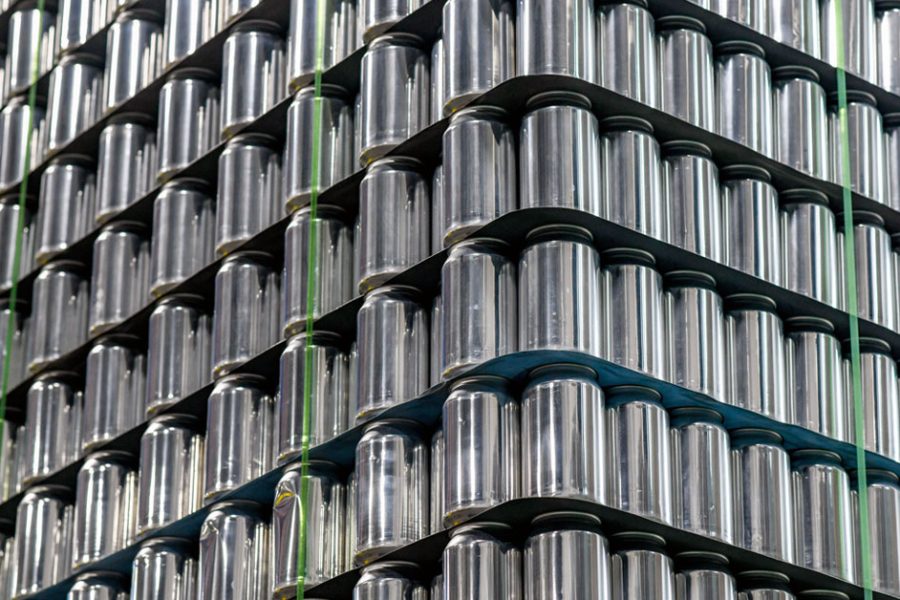 stacks of blank aluminum cans x